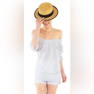 Medium Gretchen Scott White Cotton Pleated Beauty Top